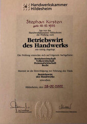 Betriebswirt des Handwerks, Stephan Kirsten Betriebswirt des Handwerks, Stephan Kirsten